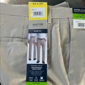 Kenneth Cole Reaction Slim Fit Dress Pants - Light Tan 32 x 29 NWT